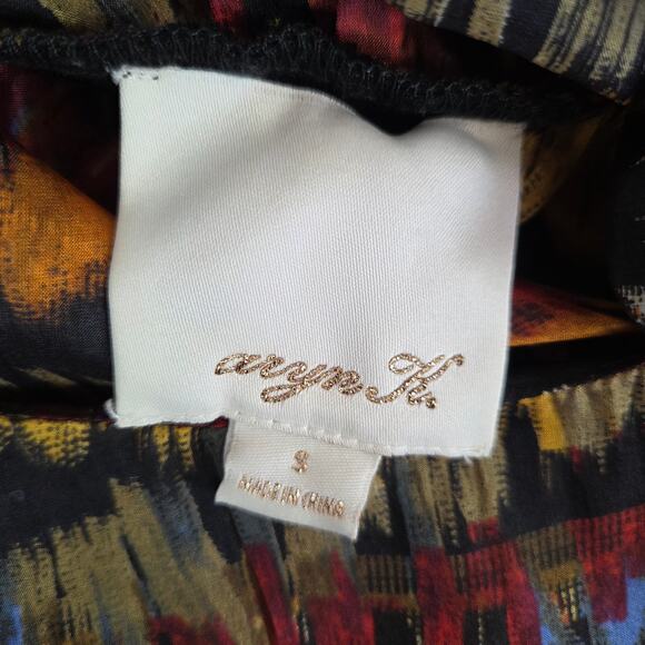 Aryn K Bodycon Mini Dress with Silk Top S Pleated High Neck Fitted Skirt Party - Picture 3 of 15